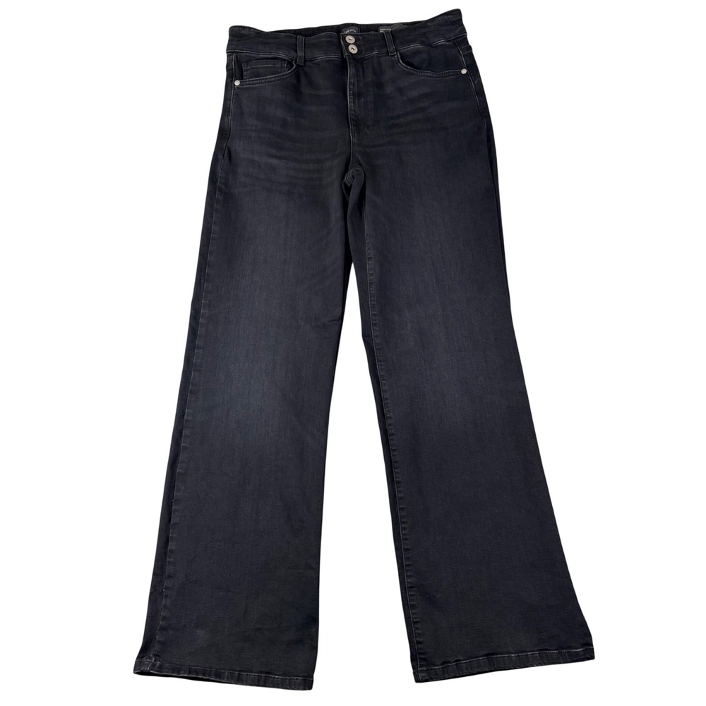 J. Jill Womens 12R Black High Rise Full Leg‎ Denim Jeans Stretch Wide Leg Casual
